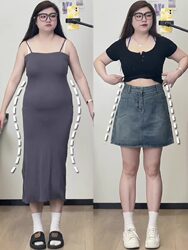 Early Autumn New Style Pear-Shaped Body Denim Short Skirt for Women Plus Size Fat mm High Waist Slimming Hip-Covering A-Line Skirt