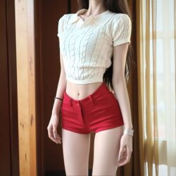 American-Style Red Hip-Enhancing Shorts for Women, New Summer Style, Sweet and Spicy Girl Elastic Tight-Fitting Butt-Hugging Shorts, Ultra-Short High-Waisted Hot Pants