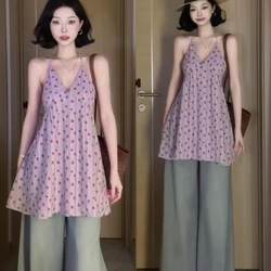 French-Style Purple Floral Sleeveless Vest Dress for Women, New Summer Style, Particularly Beautiful, Waist-Cinching Mini Dress