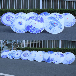Blue And White Porcelain Ceiling Decoration | Chinese Style Silk Cloth Umbrella For Ancient Style Props
