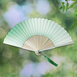 6inch Single-Sided Rice Paper Gradient Solid Color Portable Small Fan Souvenir Gift Folding Fan Summer Chinese Fan