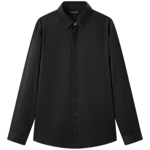 
Peacebird men's black slim long-sleeved shirt autumn business men's simple embroidery inner wear