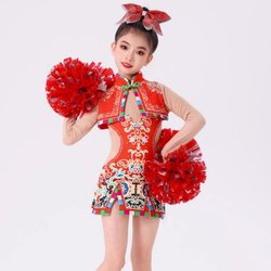 Girls' Cheerleading Costumes, Rhythmic Gymnastics Costumes, Ethnic Style Performance Costumes, Children's Art Exam Stage Performance Fancy Skill Costumes