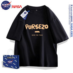 Nasa Collaboration Summer Heavyweight Pure Cotton Short-Sleeve T-Shirt for Men and Women 2026 Simple Versatile Printed Half-Sleeve T-Shirt