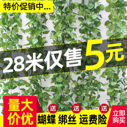 Artificial Plant Vines, Climbing Plants, Grape Leaves, Green Leaves, Plastic Fake Flowers, Water Pipe-Winding Vines, Ceiling Decoration