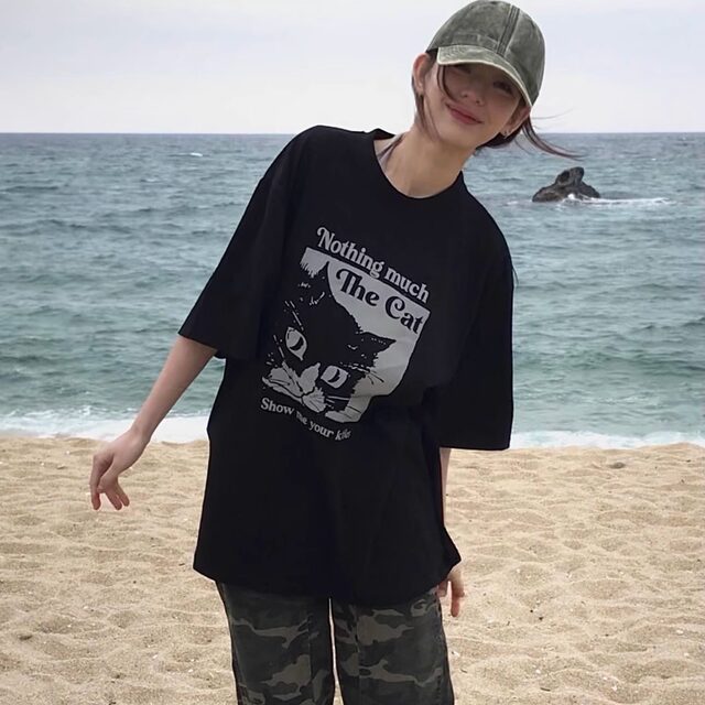 Fantasy Loose Pure Cotton Thickened Short Sleeve Street All-match Round Neck T-shirt Couple Outfit in Summer