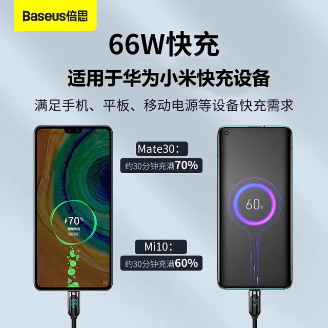 Baseus type-c data cable 5A super fast charging typec digital display ...