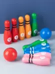 Đồ chơi giáo dục bowling bằng gỗ bộ lớn lắp ráp bằng gỗ nguyên khối dành cho trẻ nhỏ rèn luyện kỹ năng vận động tinh giữa cha mẹ và con cái Bộ bóng Bowling kid  Quả bóng bowling