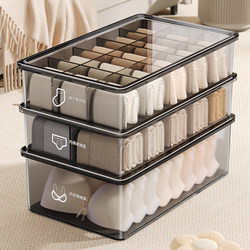 Jiabanshou Three-In-One Storage Box for Underwear, Socks, and Intimate Apparel, Home Use, Compartmentalized Organizer with Lid