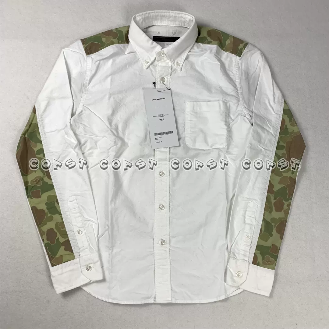 现货」SOPHNET. CAMOUFLAGE PANEL B.D SHIRT 14SS迷彩拼接衬衫-Taobao