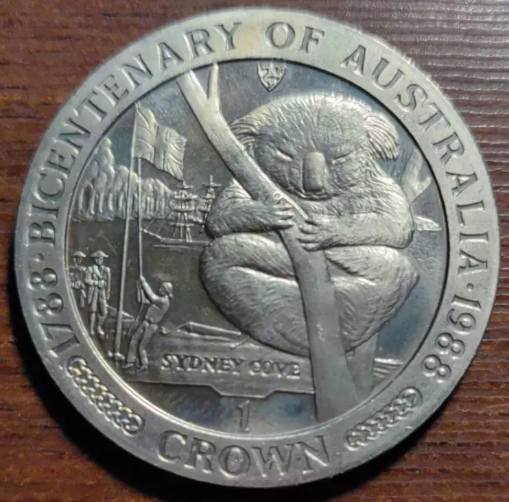 英属马恩岛1988年发行1克朗铜镍纪念币，澳洲百年。少见。-Taobao