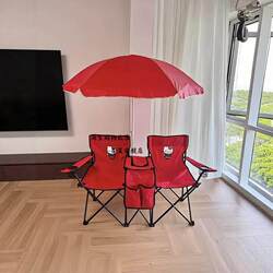 Cute Kitten Picnic Chair Summer Outdoor Picnic Barbecue Double Beach Chair Portable Foldable Sunshade Canopy