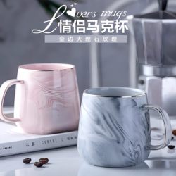 Japanese-Style Couple Mugs with Spoons, Large Capacity Household Ceramic Cups, Summer Office Drinking Cups for Men and Women