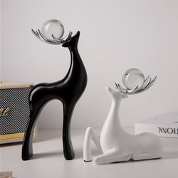 Nordic Style Elk Ornaments, Light Luxury, High-End Home Furnishings, Living Room, Entrance Hall, Tv Cabinet, Wine Cabinet, Creative Black and White Deer Decorations