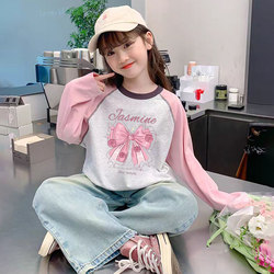 Girls' Long-Sleeved T-Shirt 2026 New Style Kidsren's Pure Cotton Top Fashionable and Stylish Little Girl Clothes Super Nice Kidsren's Clothing