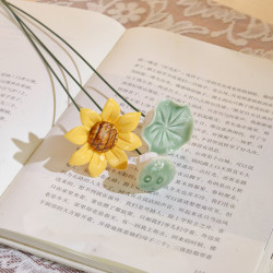 Jingdezhen Ceramic Vase Handmade Sunflower Branch Set Small Fresh Style Ornaments Living Room Decoration Flower Arrangement