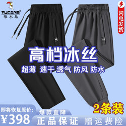 Woodpecker Ice Silk Pants Men's Summer Thin Pants Men's Quick-Drying Pants Sports Long Pants Men's Straight Casual Pants