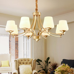 American-Style Chandelier, Living Room Lamp, All-Copper French Light Luxury High-End Copper Lamp, Dining Room Bedroom Lamp, European-Style Retro Atmospheric Lighting Fixtures
