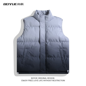 
BOYUE silk gradient color fashionable stand-up collar cotton vest vest versatile layering men and women thickened casual jacket