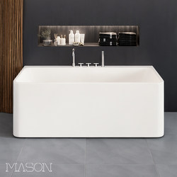 Meisheng Acrylic Bathtub for Home Use, Square Three-Sided Skirt, Insulated Thin Edge, Multifunctional Adult Bathtub 1.3m- 1.7m