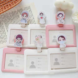 Transparent Nurse and Doctor Work Id Card Holder, Stretchable Retractable Buckle, Easy-To-Pull Badge Holder, Horizontal Version