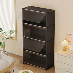 Storage Cabinet with Door, Dust-Proof, Floor-Standing, Small Multi-Layer Bookshelf, Transparent Visible Toy Display Rack, Simple Wardrobe
