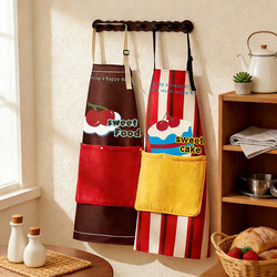 Wipeable Apron for Kitchen Use, 2025 New Model, Oil-Proof and Waterproof Smock for Women, High-Looking and Youthful Style Cooking Apron