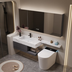 Sintered Stone Seamless Integrated Basin Hotel-Style Bathroom Cabinet Combination Toilet Washbasin Extension Board