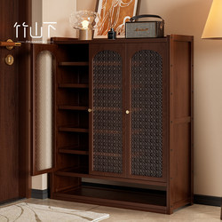 Solid Wood Shoe Cabinet for Home Entrance, Large Capacity, New Model, Integrated Wall-Mounted Storage Cabinet, Mid-Century Style Shoe Rack, Entryway Cabinet