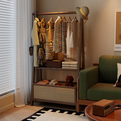 Second-Hand Coat Rack for Bedroom, Household Floor-Standing Clothes Rack, Multi-Functional Storage Rack, Movable Simple Clothes Rack