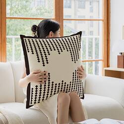 Cream-Colored Luxury Sofa Cushion for Living Room, High-End Large Backrest Cushion for Office Chair, Premium Pillow Cover