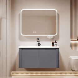 Modern Minimalist Bathroom Cabinet Combination Washbasin Toilet Honeycomb Aluminum Ceramic Integrated Hand-Washing Basin Makeup Mirror