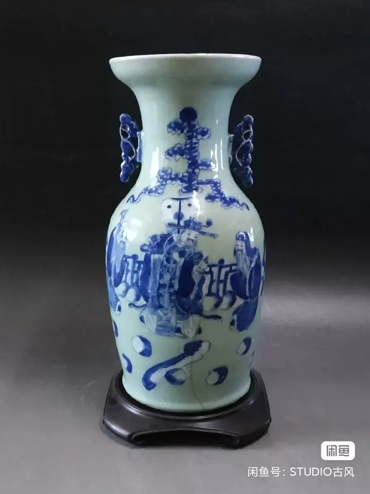 中国清時代豆青釉花瓶 中国清時代豆青釉花瓶 豆青釉觚形瓶 文化遺産オンライン