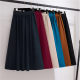 New spring and summer slim A-line large swing mid-length umbrella skirt with pocket elastic waist pleated mid-length skirt