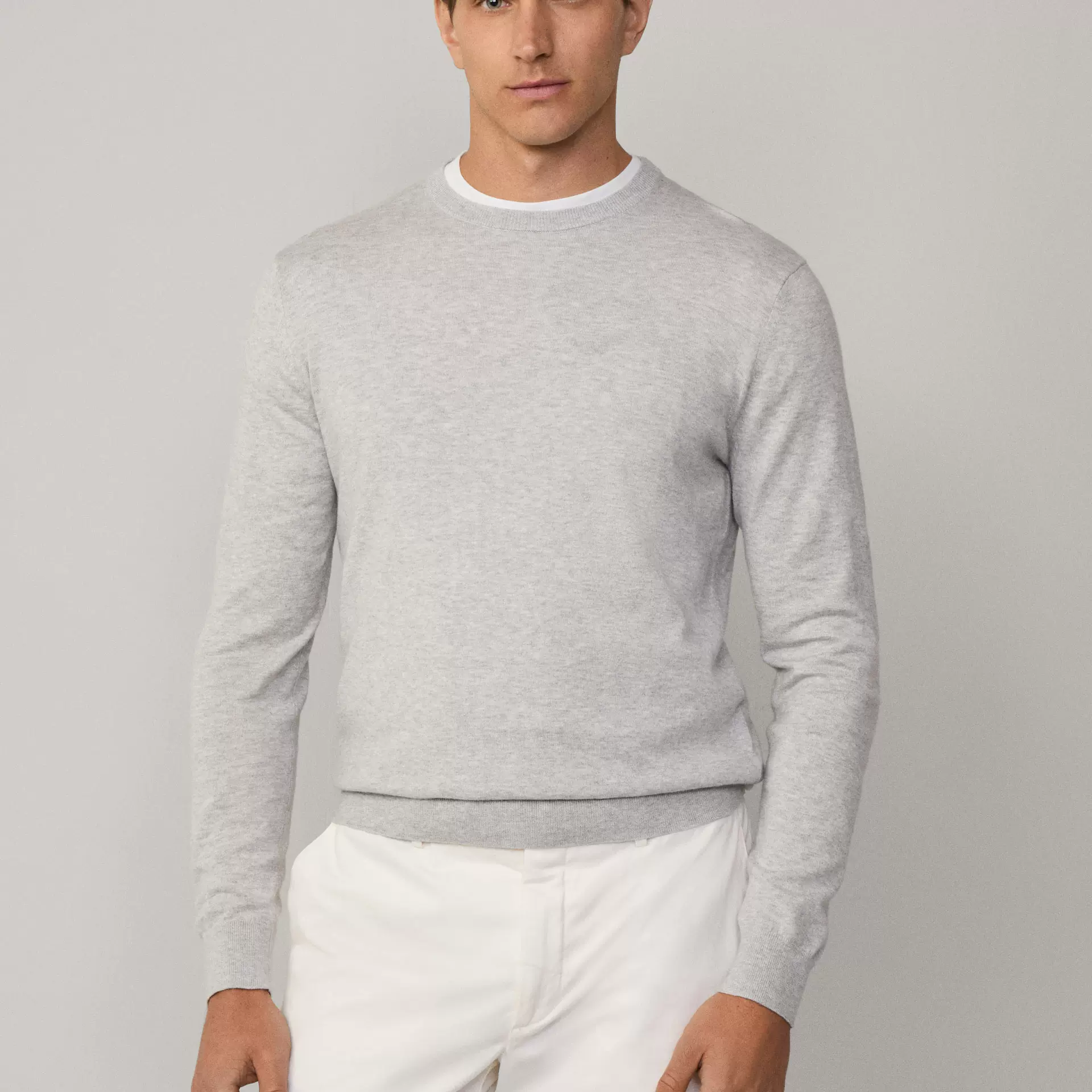 180英镑英国轻奢春秋高织薄款棉羊绒拉链立领长袖套头针织衫男