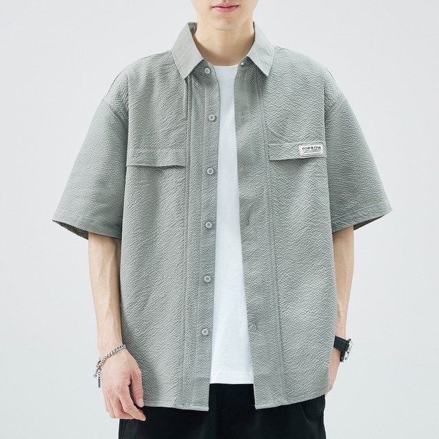 Japanese retro short-sleeved work shirt summer new vintage casual loose trendy ethnic style shirt jacket