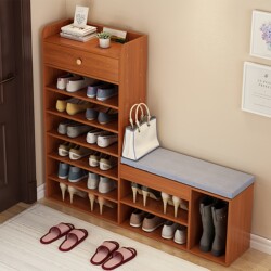 Nordic Shoe Rack, Simple Multi-Layer Household Shoe Cabinet with Shoe-Changing Bench at the Entrance, Simple Modern Storage Shoe Cabinet, Large Capacity Shoe Rack