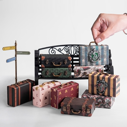 In Box｜Bjd Trendy Blind Box with Small Leather Suitcase, Vintage Decoration, Miniature Scene Furniture, Handbag