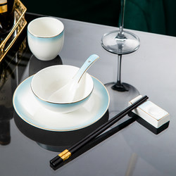 New Chinese style Phnom Penh hotel table ceramic tableware restaurant box hotel food stall tableware set customized LOGO
