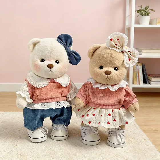 
30cm Lena Joint Bear Baby Clothes Pink Waxy Sweetheart Skirt Suit Teddy Bear Doll Casual Wear Replacement