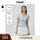 Eland shirt women's puff sleeves square collar folded waist slimming date top summer