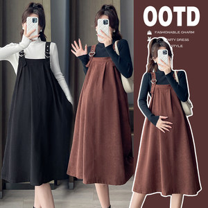 
Maternity wear spring long-sleeved top spring suspender skirt 2026 new maternity suit dress two-piece skirt