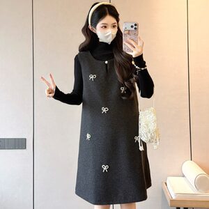
Maternity wear, autumn long-sleeved bottoming shirt, autumn and winter woolen vest dress, autumn and winter two-piece dress suit skirt