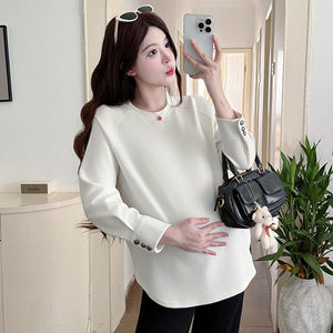 
Maternity clothing autumn clothing simple casual versatile long-sleeved tops 2026 new maternity T-shirt spring and autumn bottoming shirt clothes