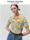 TeenieWeenie Bear/Sesame Street Joint Women's Full Print Knitted Short-Sleeve Lapel Cardigan
