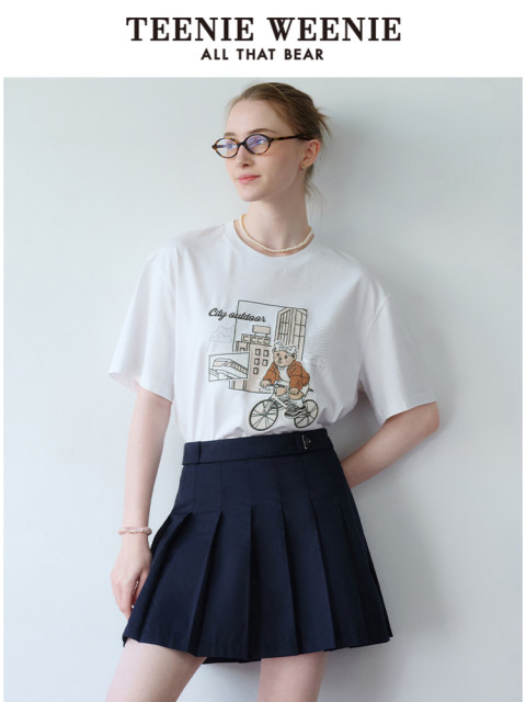 TeenieWeenie Bear Summer Temperature Commuter Pleated Skirt Academy Style Casual Short Skirt Skirt Women's Clothing