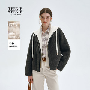 
[Light Velvet Smart Commuting Coat] TeenieWeenie Bear Women's Winter Hooded Woolen Coat