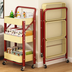 Dopamine Household Trolley Storage Rack Kitchen Bathroom Floor-Standing Bedroom Mobile Toy Snack Storage Bookshelf