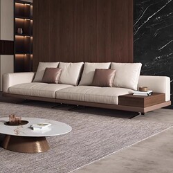 Connelly Italian Minimalist Genuine Leather Sofa, Light Luxury Living Room Sofa for Large and Small Apartments, Modern Simple Large Flat Straight Sofa