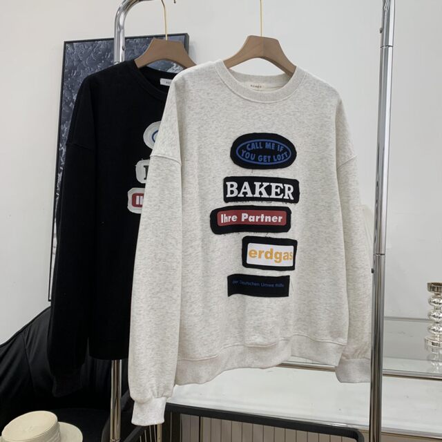 Spring new American retro fashion casual and exquisite letter printed sweatshirt B#28
